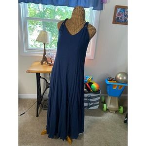 Garnet Hill blue cotton gauze sundress maxi dress. NWT